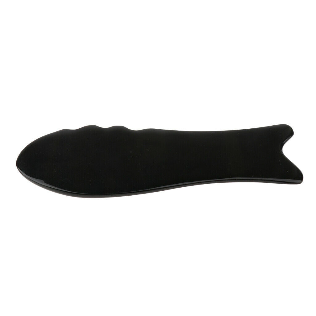 Portable Fish Shaped Gua Sha Board Women Facial Scraping Massage Tool Black