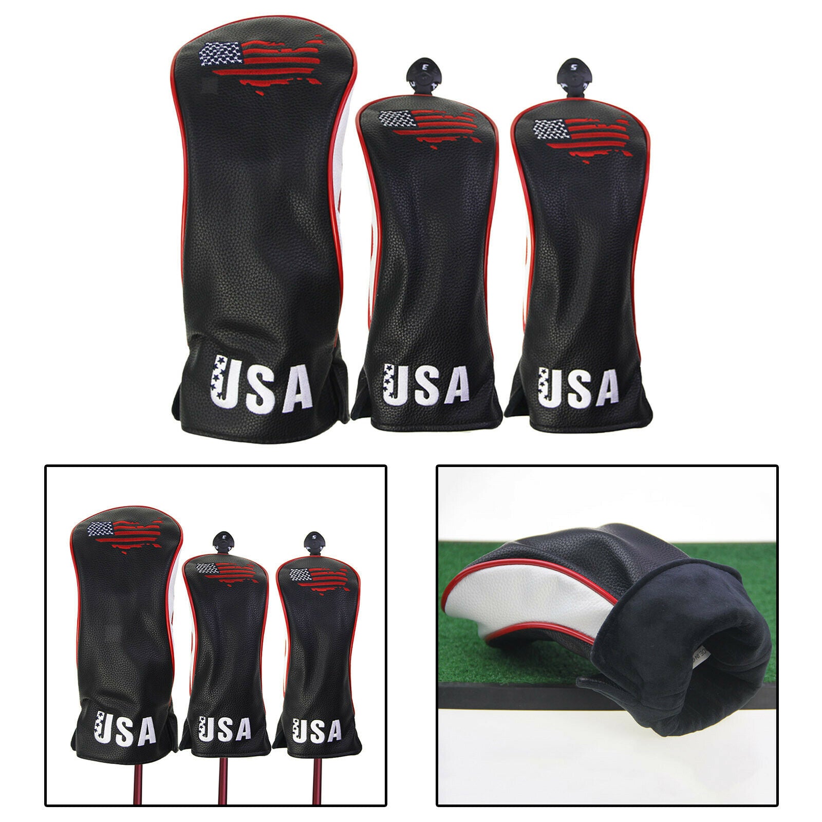 3x Durable Waterproof Golf Wood Headcover 400cc Driver Head Cover