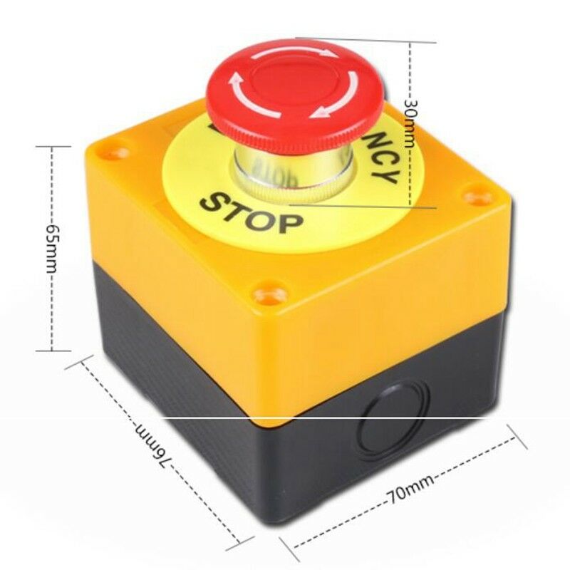 1Set Push Button Switch Station Mushroom Emergency Stop Self Lock 1 NO 1 NC Red