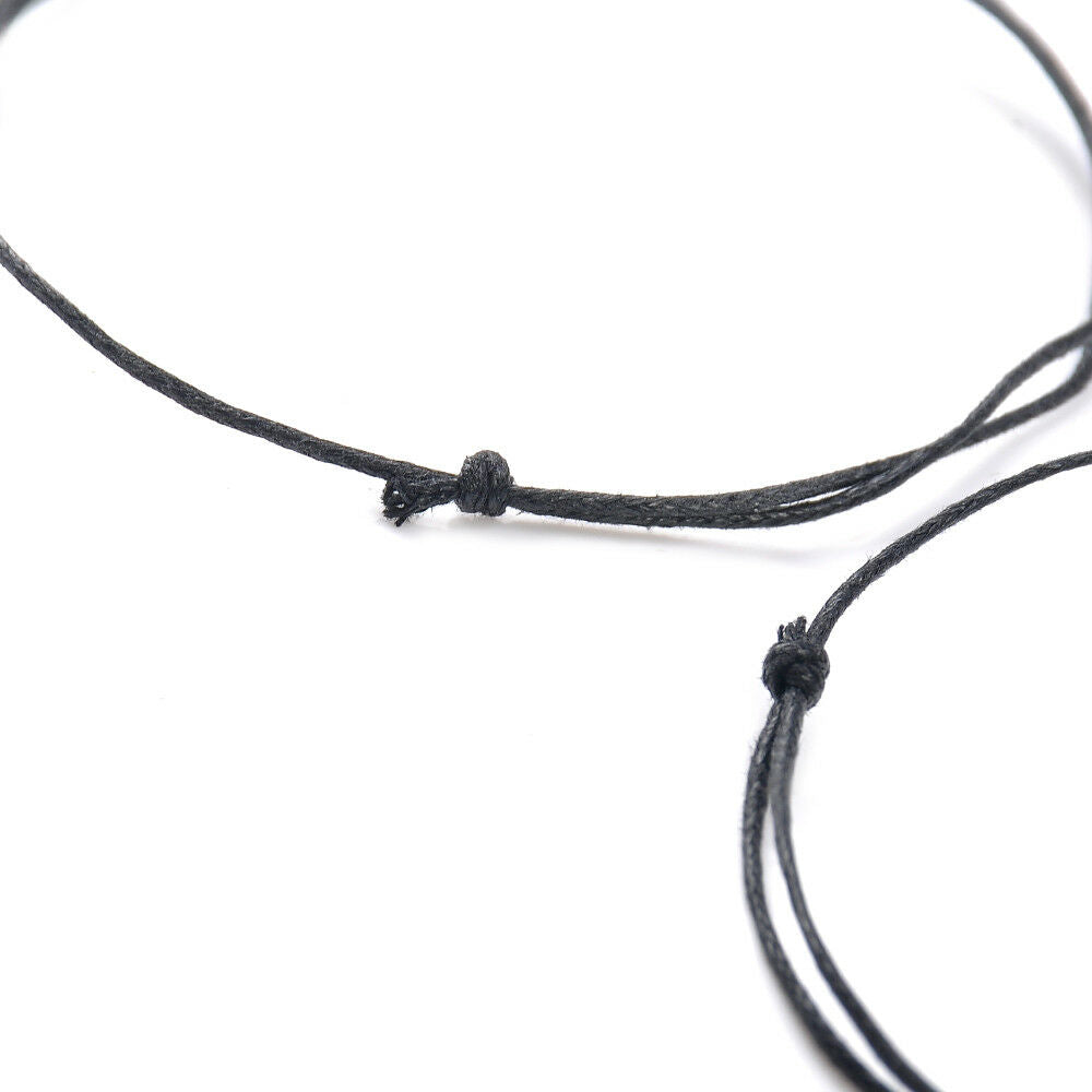 Simple 3pcs Black Leather Cord Lucky Bracelet Anklet Adjustable For Men Women