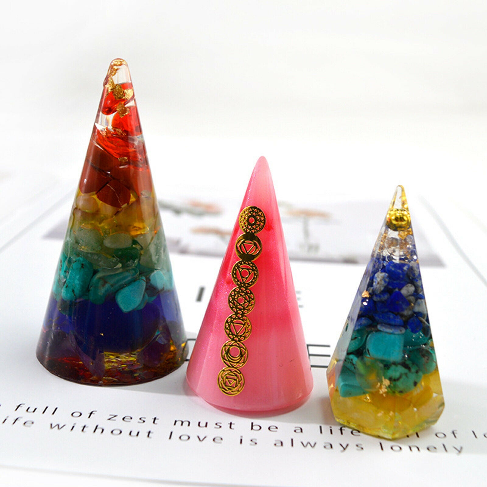 2x Ring Holder Mold Clear Pyramid Cone Shape Mould Craft Ornament Molds