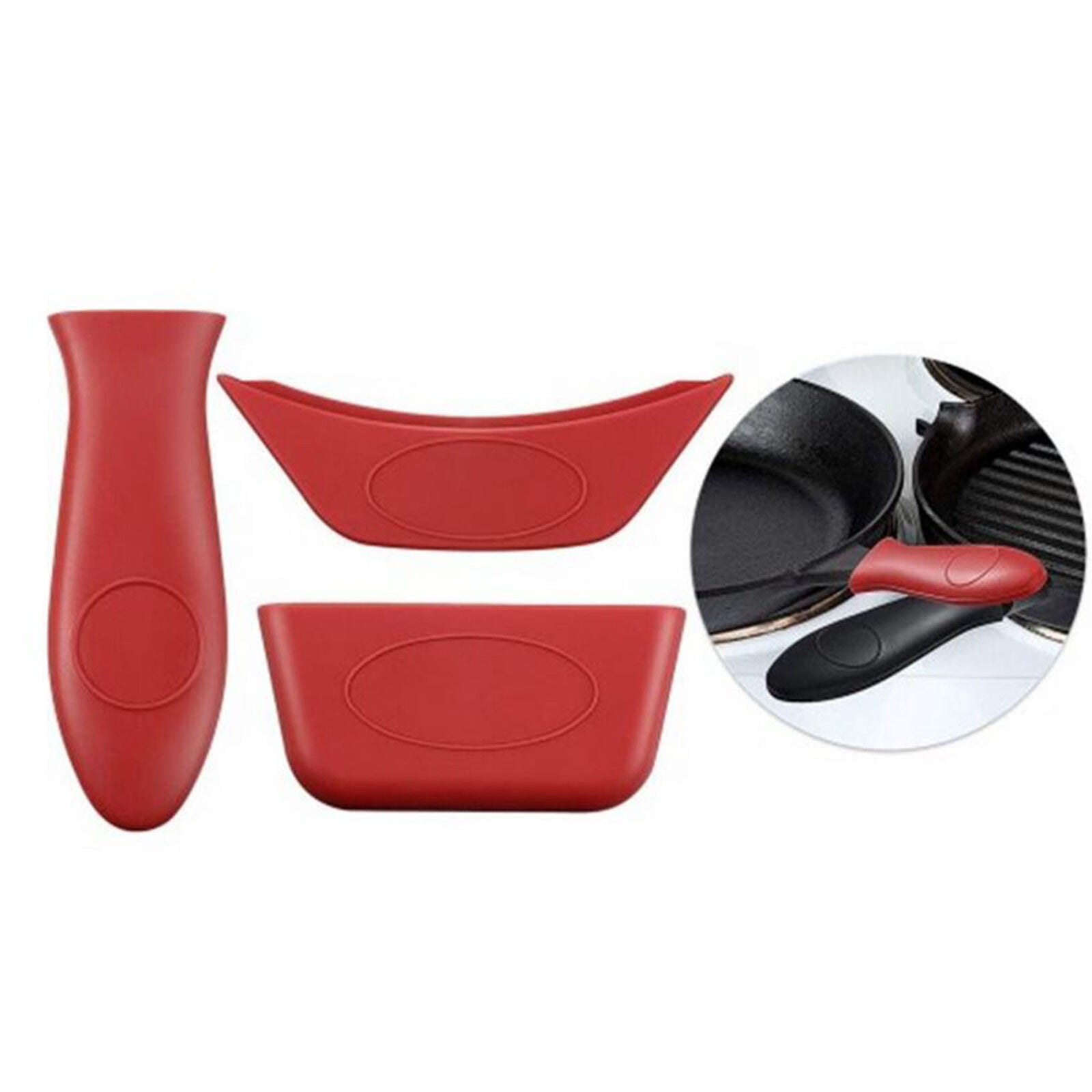 4Pcs Silicone Pot Holder Cast Iron Hot Skillet Handle Cover Potholder Pan Sleeve