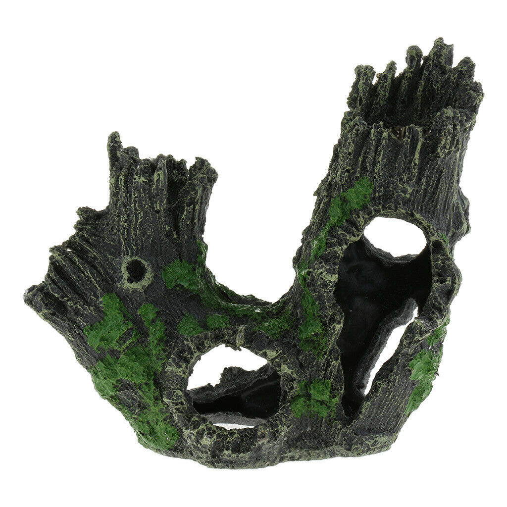 2pcs Fish Tank and Aquarium Artificial Hollow Tree Branch with Lichen Decoration