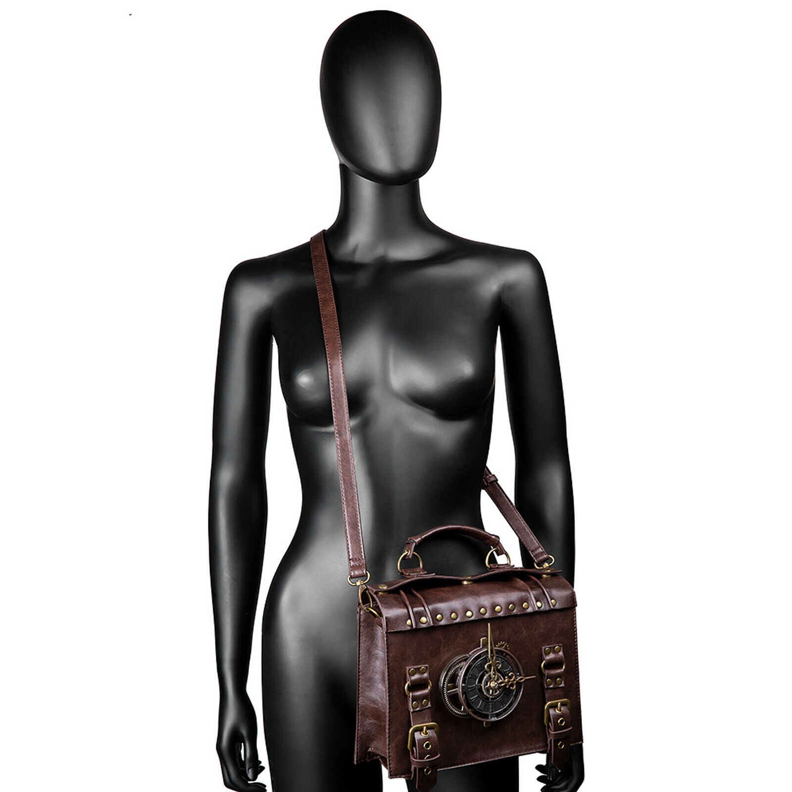 Womens Steampunk Gothic Bags Hip Crossbody Shoulder Handbag Rock Faux Leather