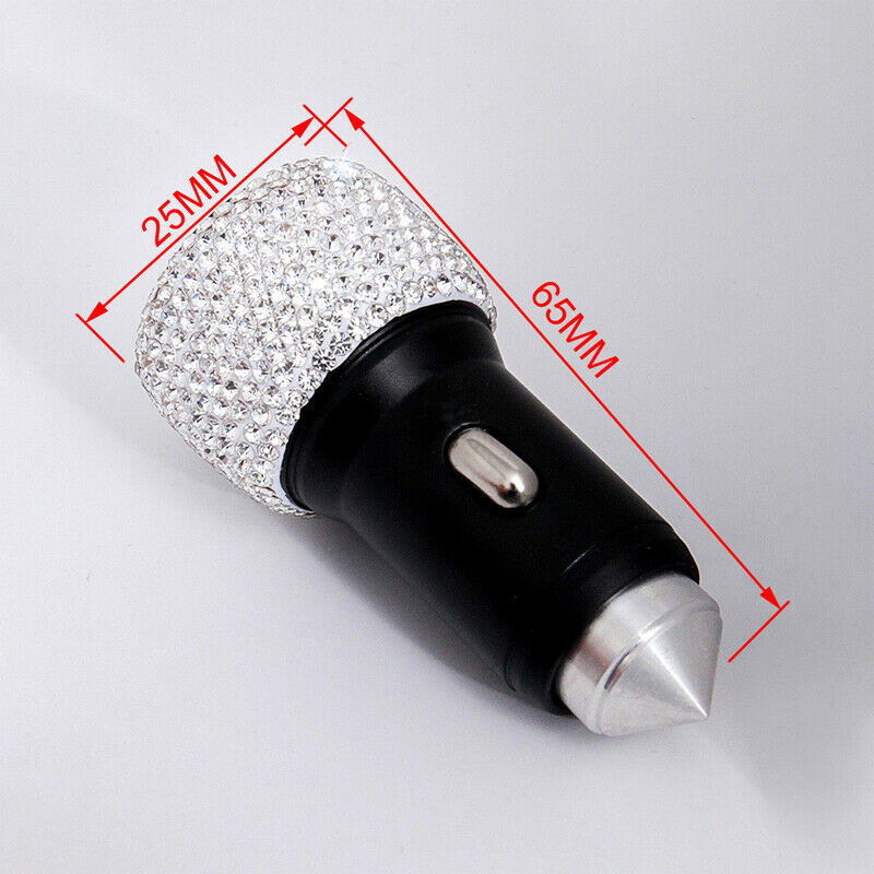 Universal 2 in 1 Fast Charging Car Charger Dual USB Port Diamond Adapter Charger