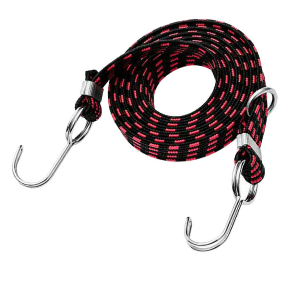 Red Motorcycle Bike Cargo Luggage Helmet Rope Strap Elastic- 100-300cm 200cm