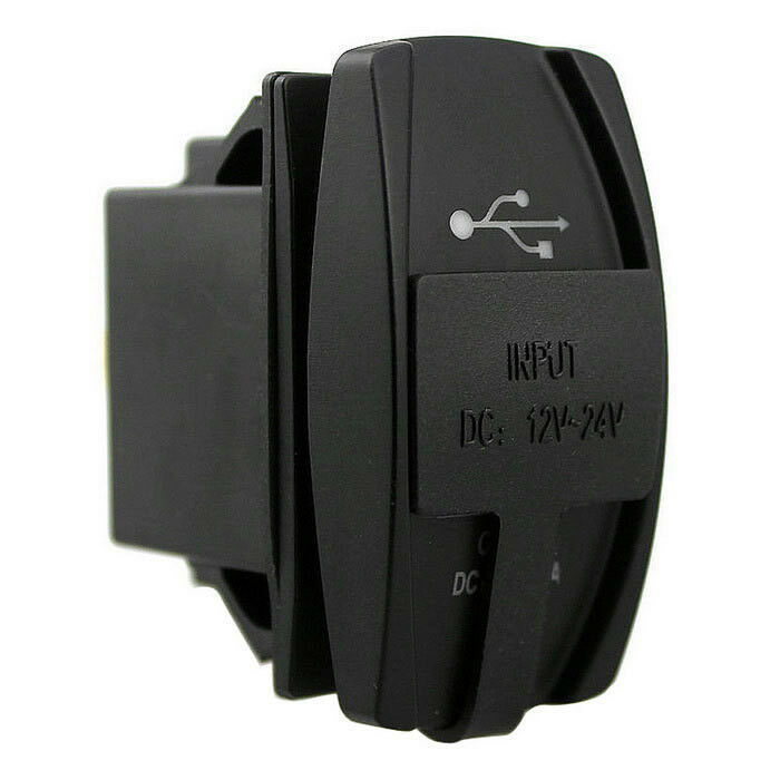 Dual USB Power Charger Carling ARB Rocker Switch Blue LED Light Car Boat 12V 24V