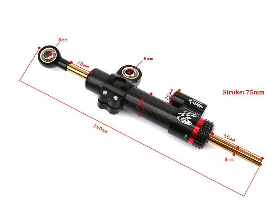 9.8'' Motorcycle Steering Damper Stabilizer Premium Carbon Fiber Universal
