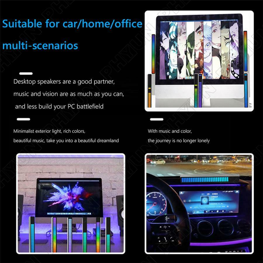 RGB LED Voice Activated Dynamic Color Lamp Music APP Control Light Bar Universal
