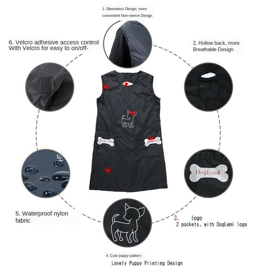 Size_L Pet Grooming Apron Workwear Waterproof for Dog Beauticians Nylon