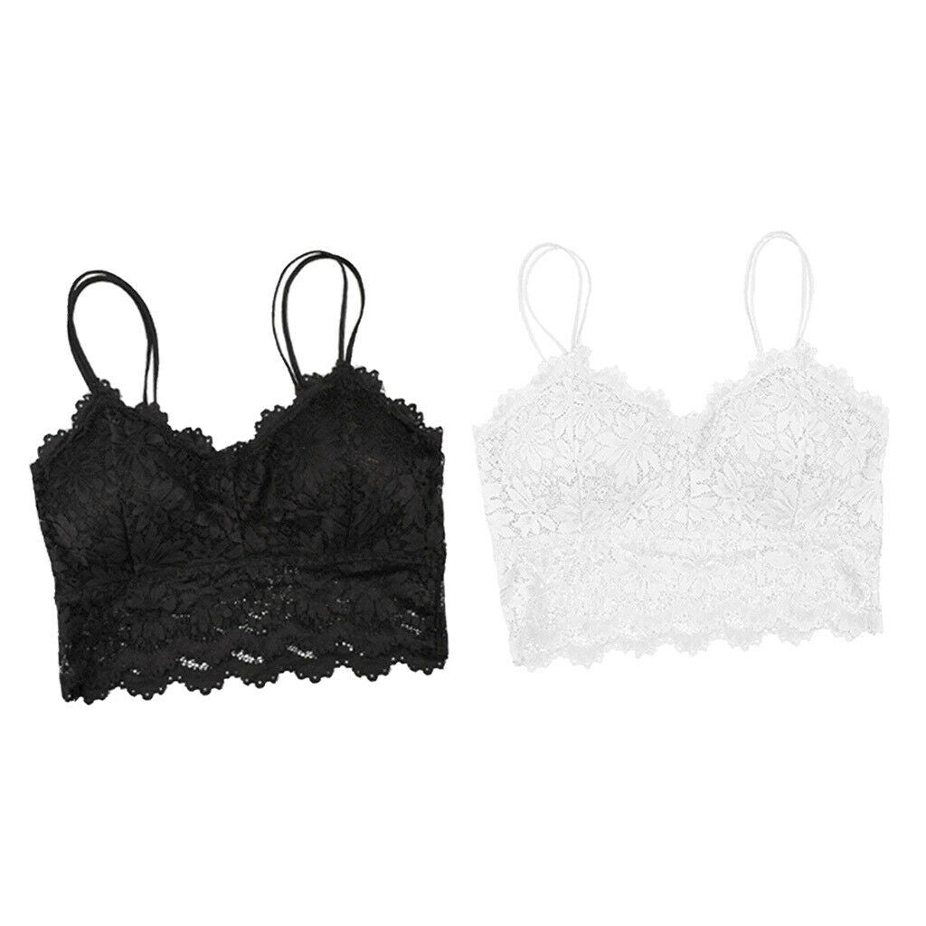 2 Pieces Women's Full Lace V Neck Bralette Breathable Sexy Lace Bra Bustier