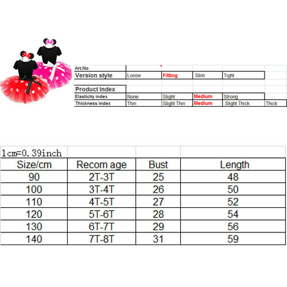 2Pcs/Set Baby Girls Minnie Mouse Princess Tutu Dress Headwear Party Outfits