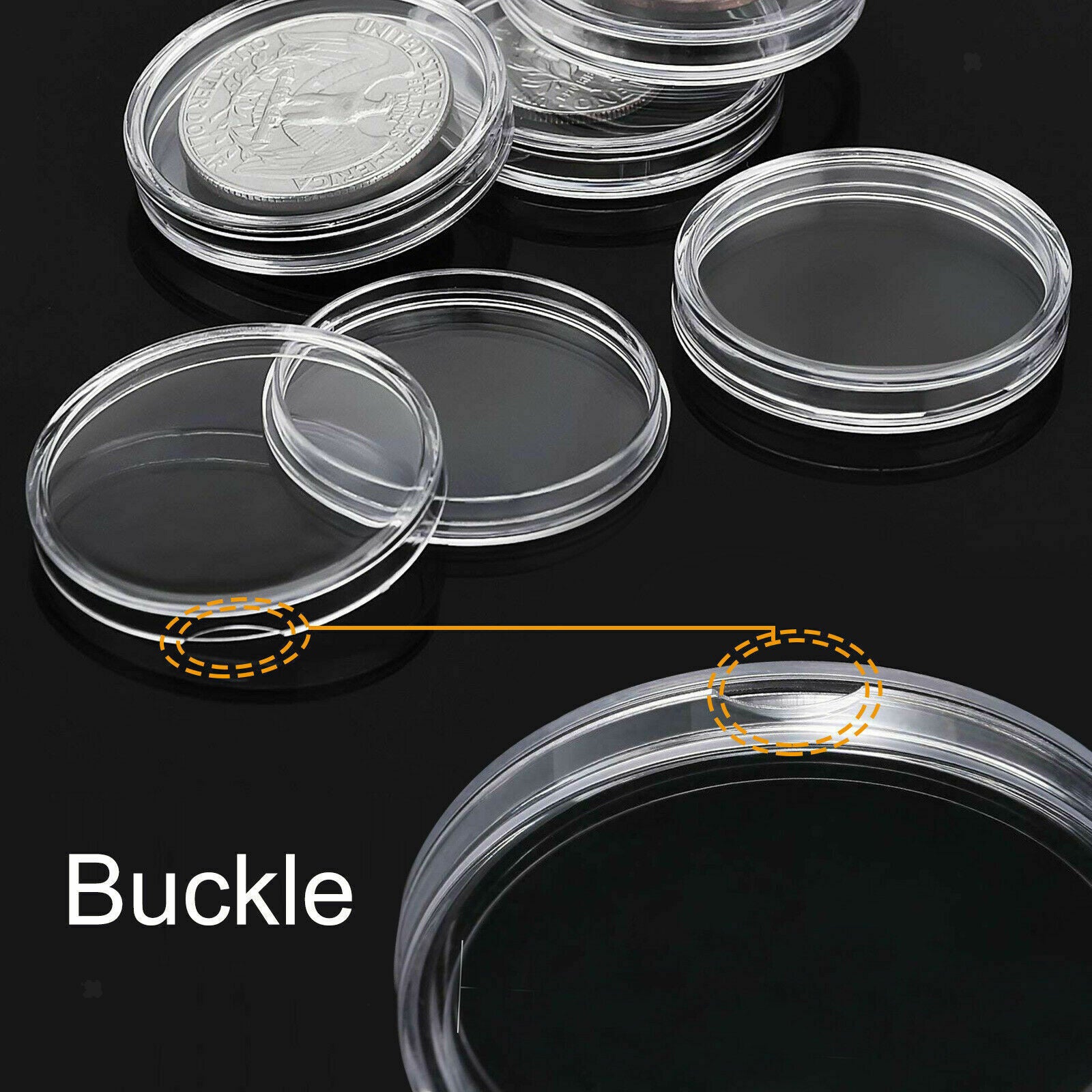 100 Pieces Plastic Round Commemorative Coin Storage Capsules Protection 21mm