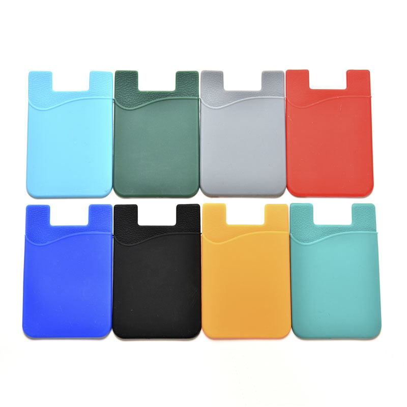 Silicone Mobile Phone Wallet Credit Card Cash Stick Adhesive Holder Case .l8