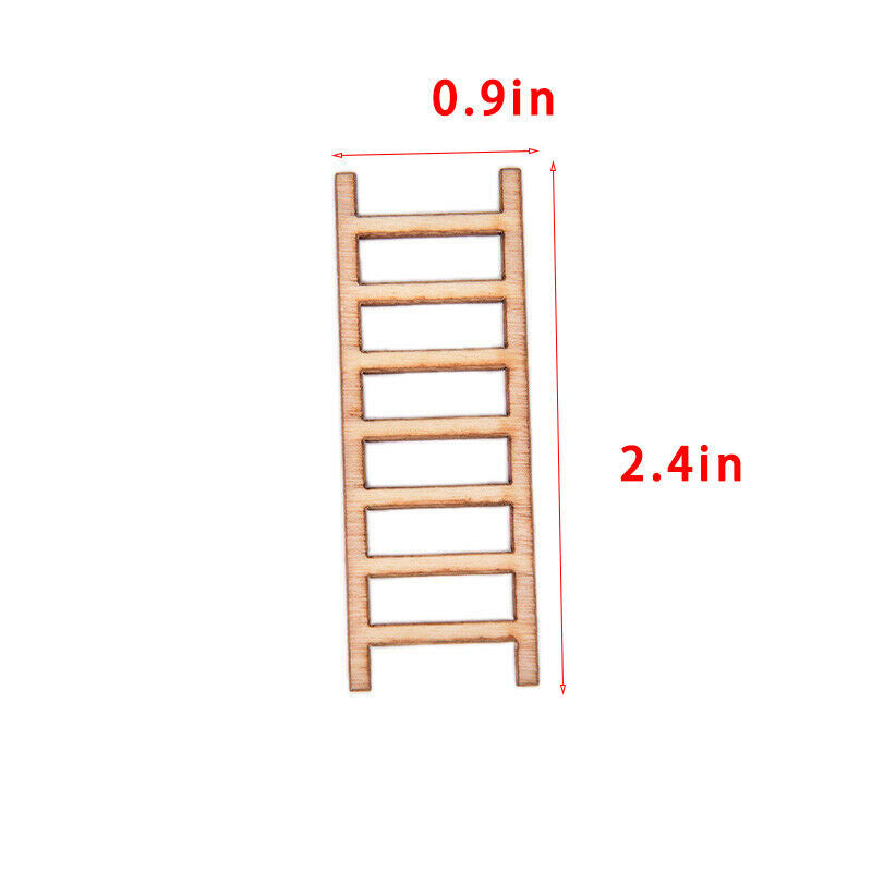 3 pcs Mini Ladder Wood Craft Micro Landscape Ornament Fairy Garden Miniature_DD