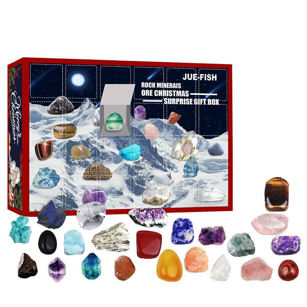 24 Days Countdown Calendar Christmas Ore Toys Mineral Gift Box Toys for Kids