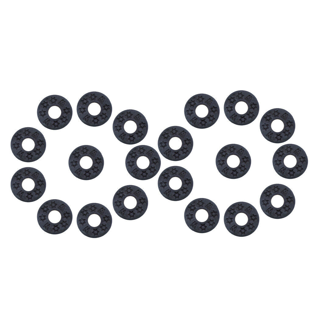 20 Pcs Guitar Bass Strap Block Rubber Safety Strap Lock Washer Saver Black
