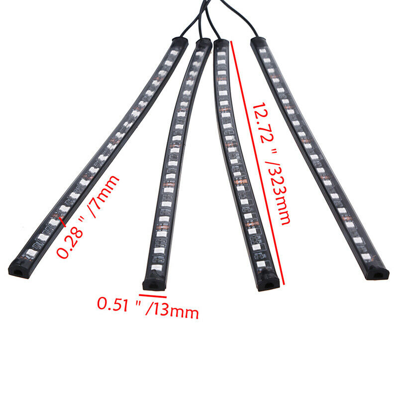 4PCS 18LEDs Car Interior Atmosphere Neon Colorful Lights Strip Remote Remote