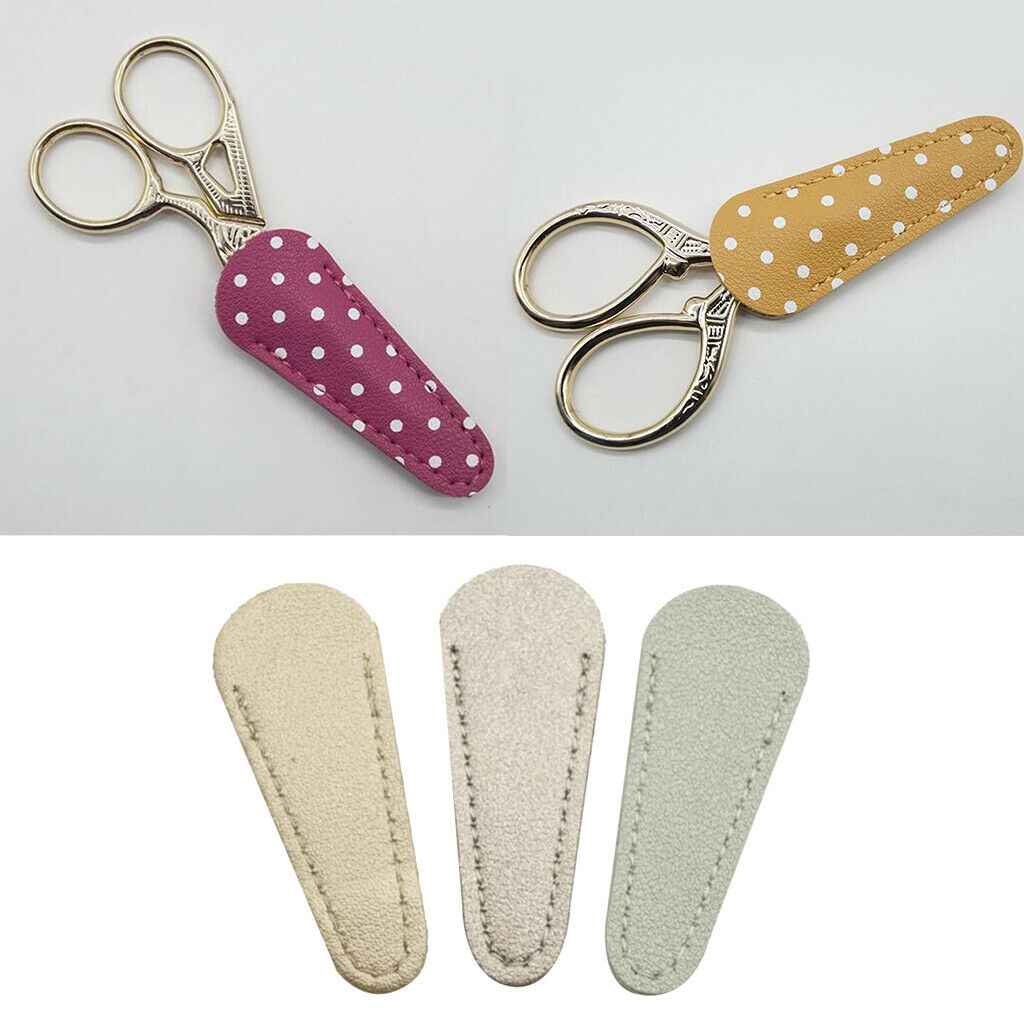 3x PU Leather Embroidery Scissors Sheath Sewing Shears Cover Protector Bags Case