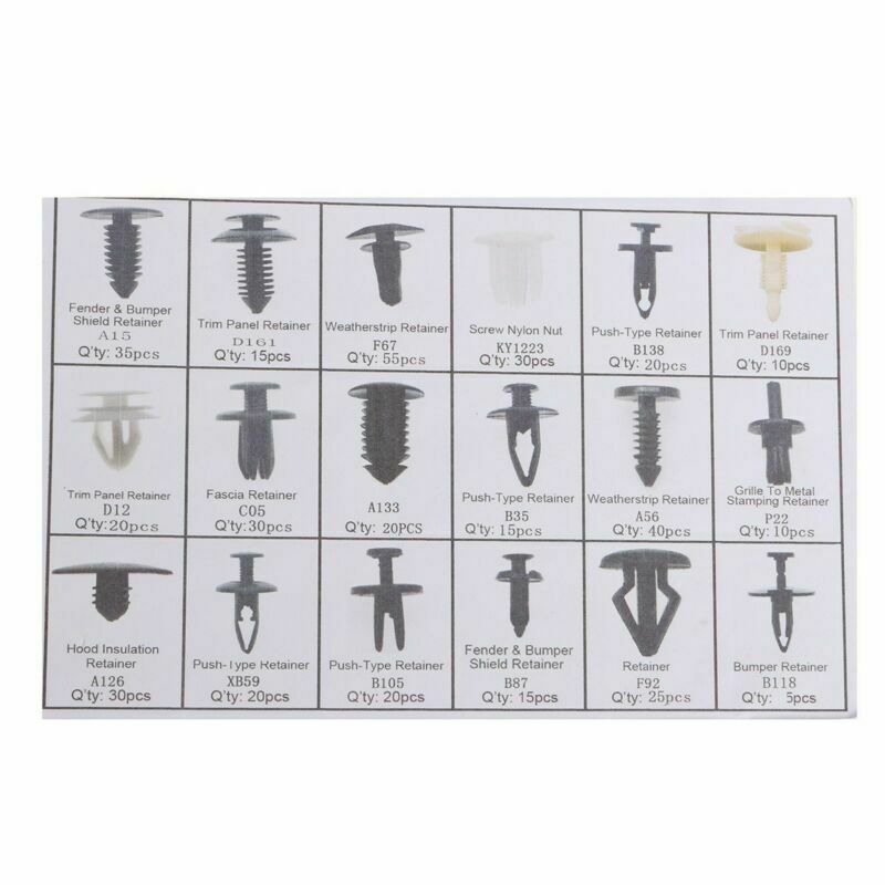 415pcs 18 Sizes Push Pin Rivet Bumper Door Panel Clip Retainer Fastener For Ford