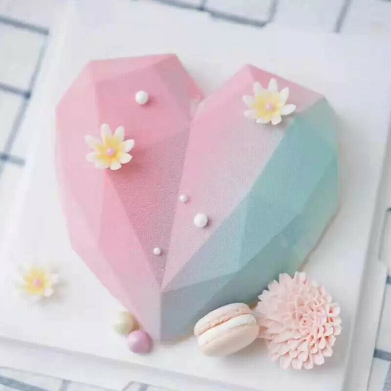 8-Cavity Diamond Love Heart-Shaped Silicone Molds Cake Mousse Chocolate D.l8