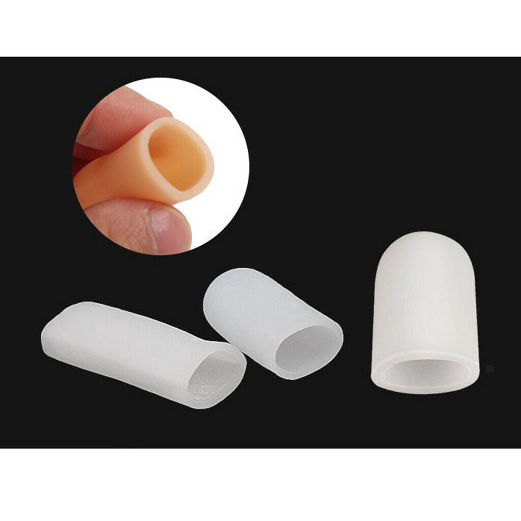 10x Men Women Toe Tube Caps Foot Corns Remover Blisters Toe Protector White