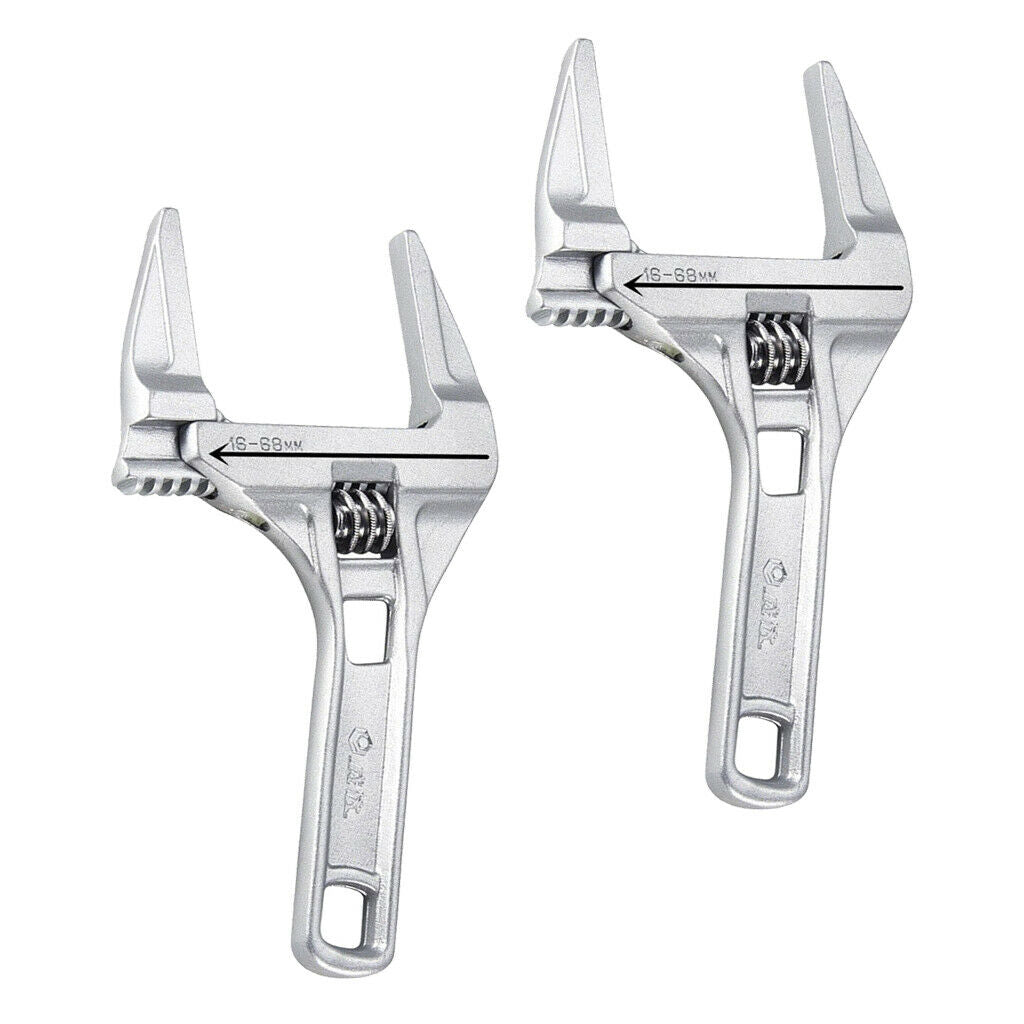 2x 8" Adjustable Spanner Wrench Bathroom Wrench Pipe Plumbers Tool 8-68mm