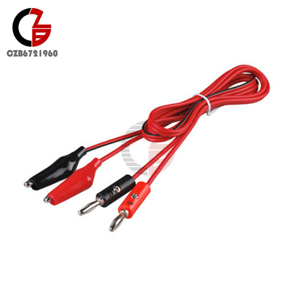 10Sets Alligator Test Lead Clip To Banana Plug Probe Cable (Red+Black) Length:1M