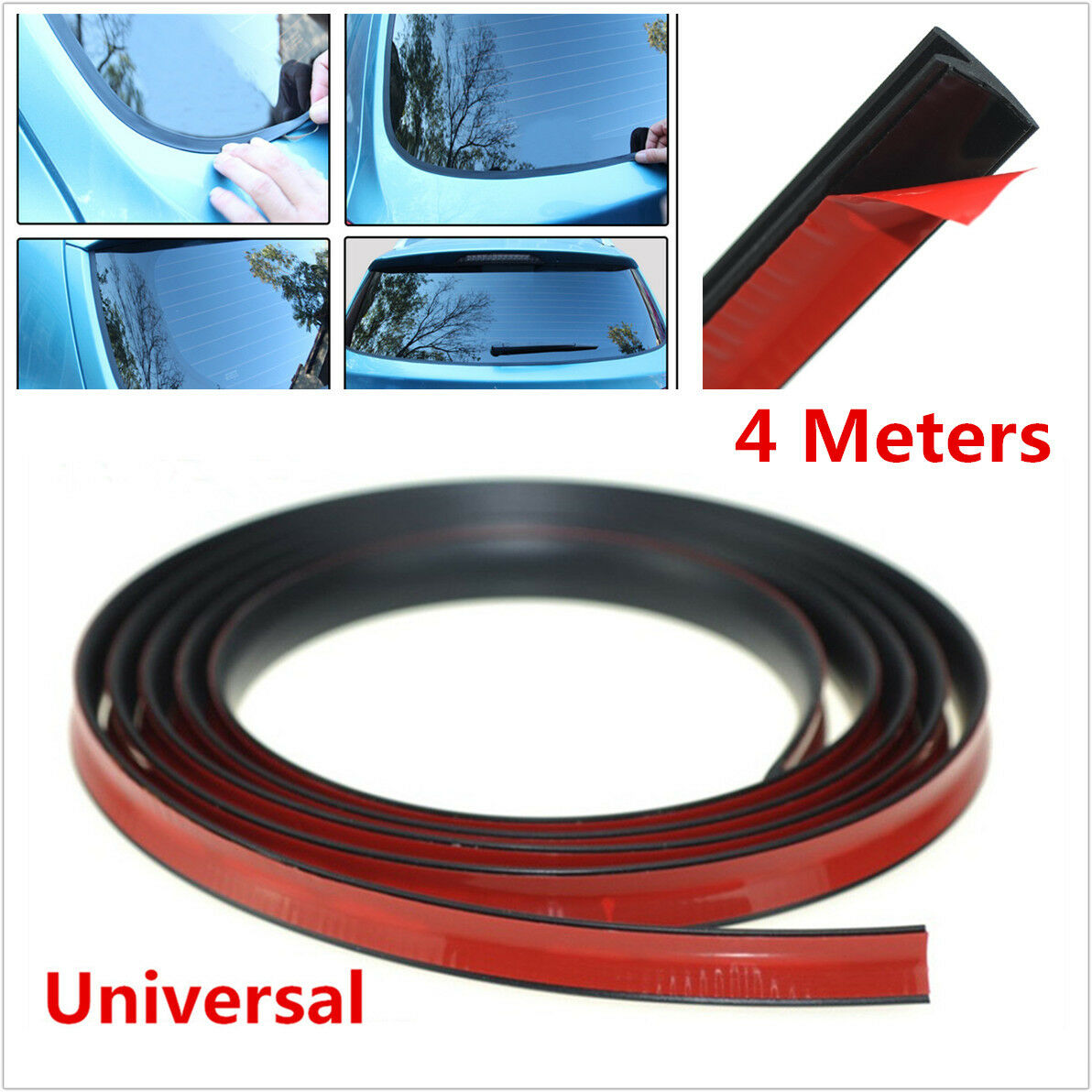 4Meter V Type Universal Car Window Sealed Weatherstrip Trim Moulding Seal Strips