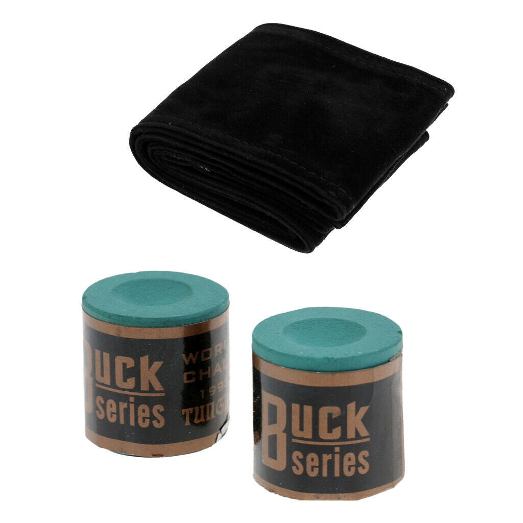 2 Blocks Billiard Chalk With Soft Stick Cue Case For 3/4