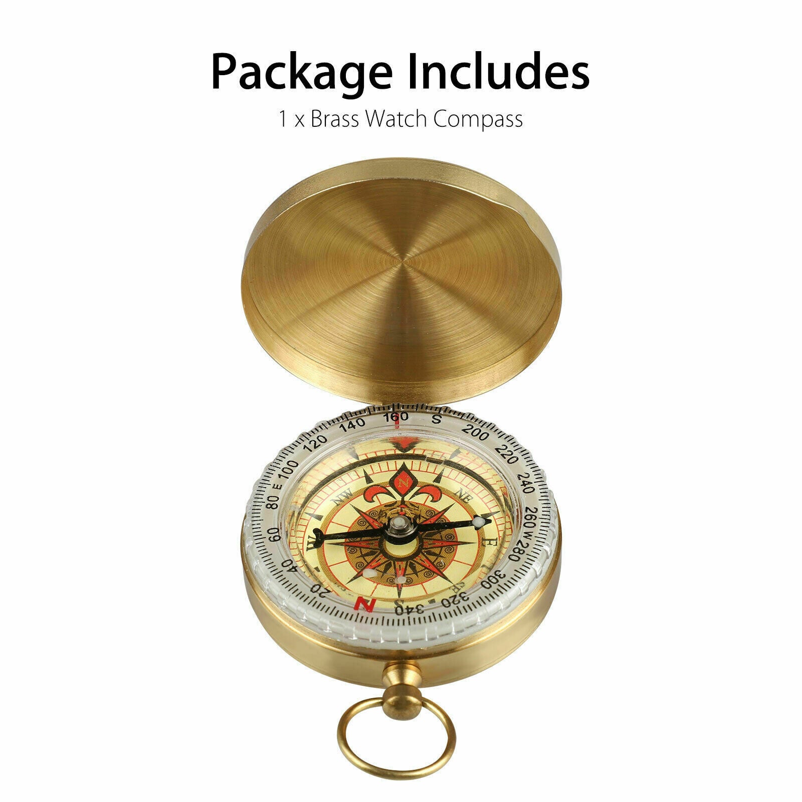 Pocket Brass Watch Style Military Army Compass Outdoor Camping Hiking Keychain !