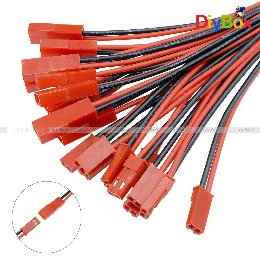 5Pairs 100mm JST Connector Plug Cable Line Male+Female for RC BEC Lipo Battery