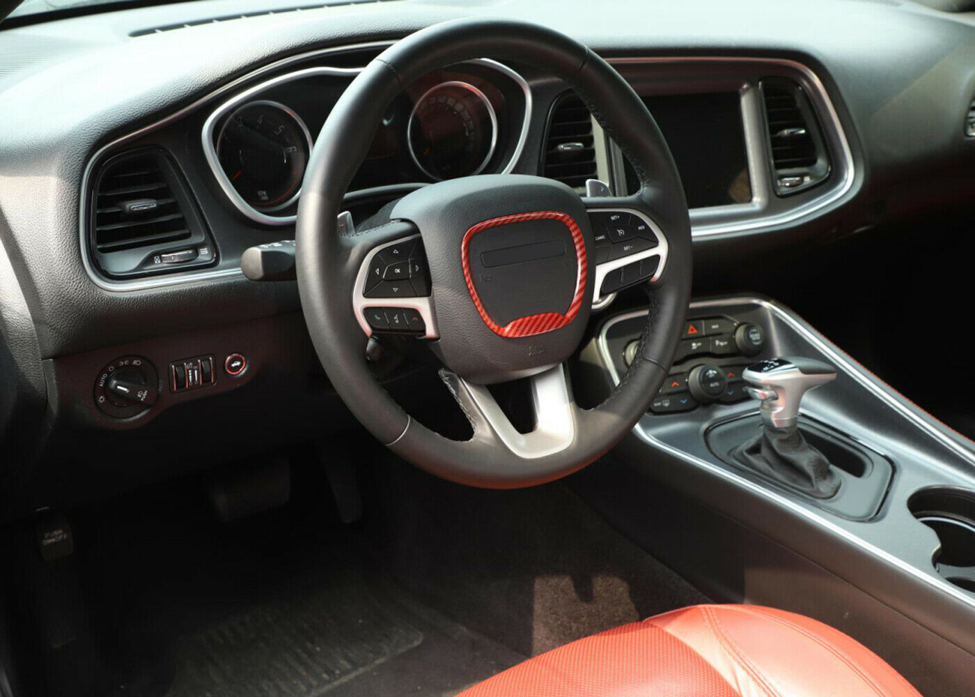 Red Steering Wheel Middle Ring Cover Trim For Challenger/Charger/Durango 15+