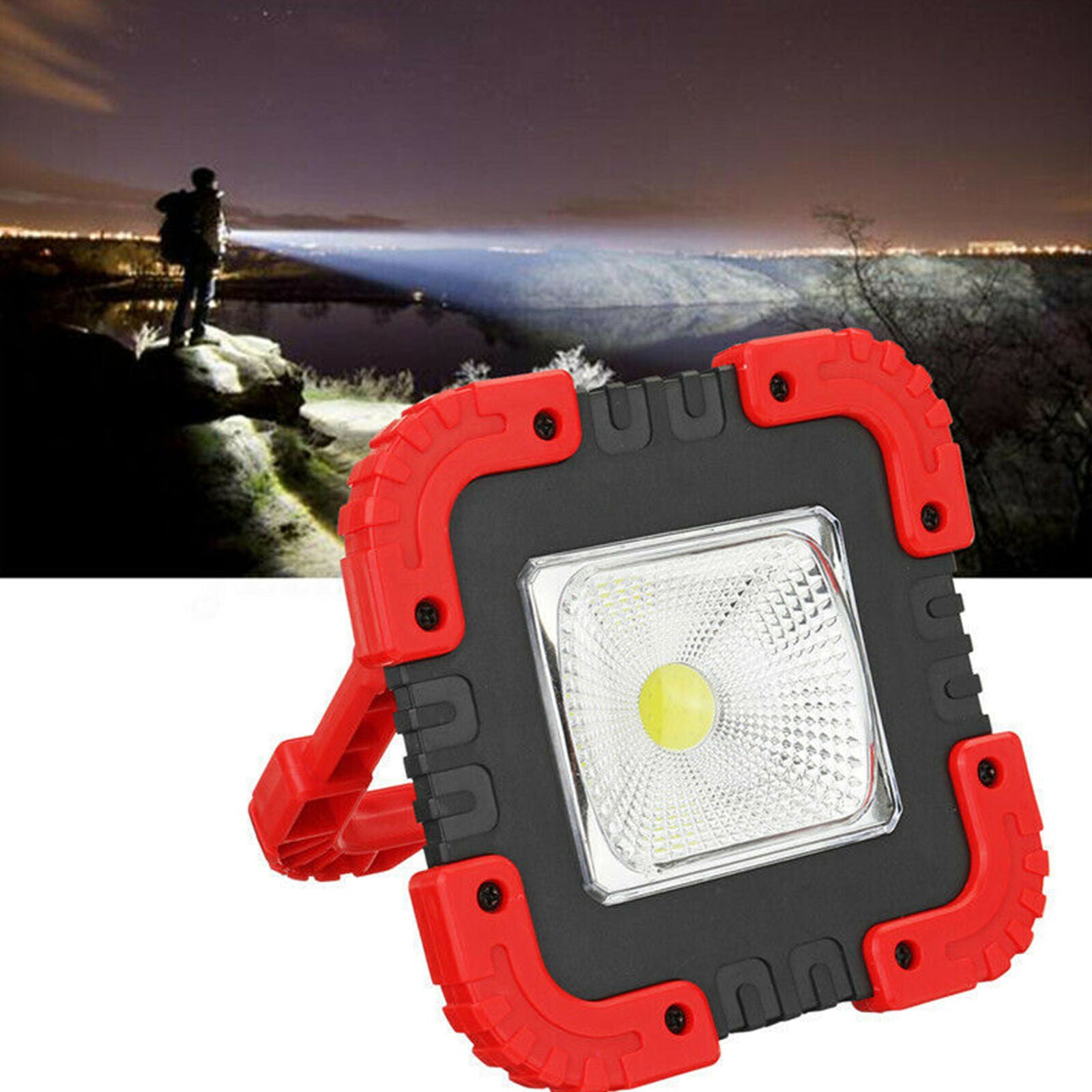 100W 2000LM USB Solar LED Work Light Rechargeable Emergency Flood Lamp W/ Stand