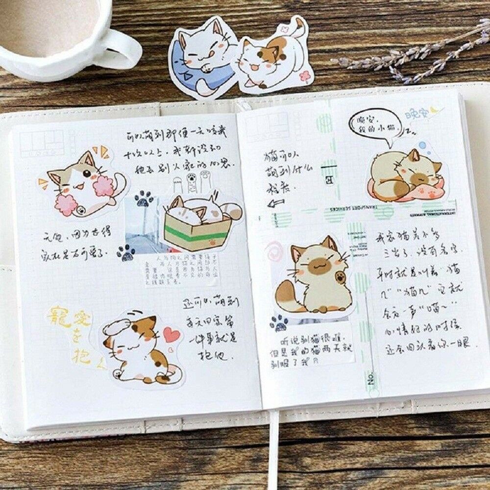 45Pcs/Lot Japanese Cute Cat Stickers Diary Decoration DIY Scrapbooking Stickers