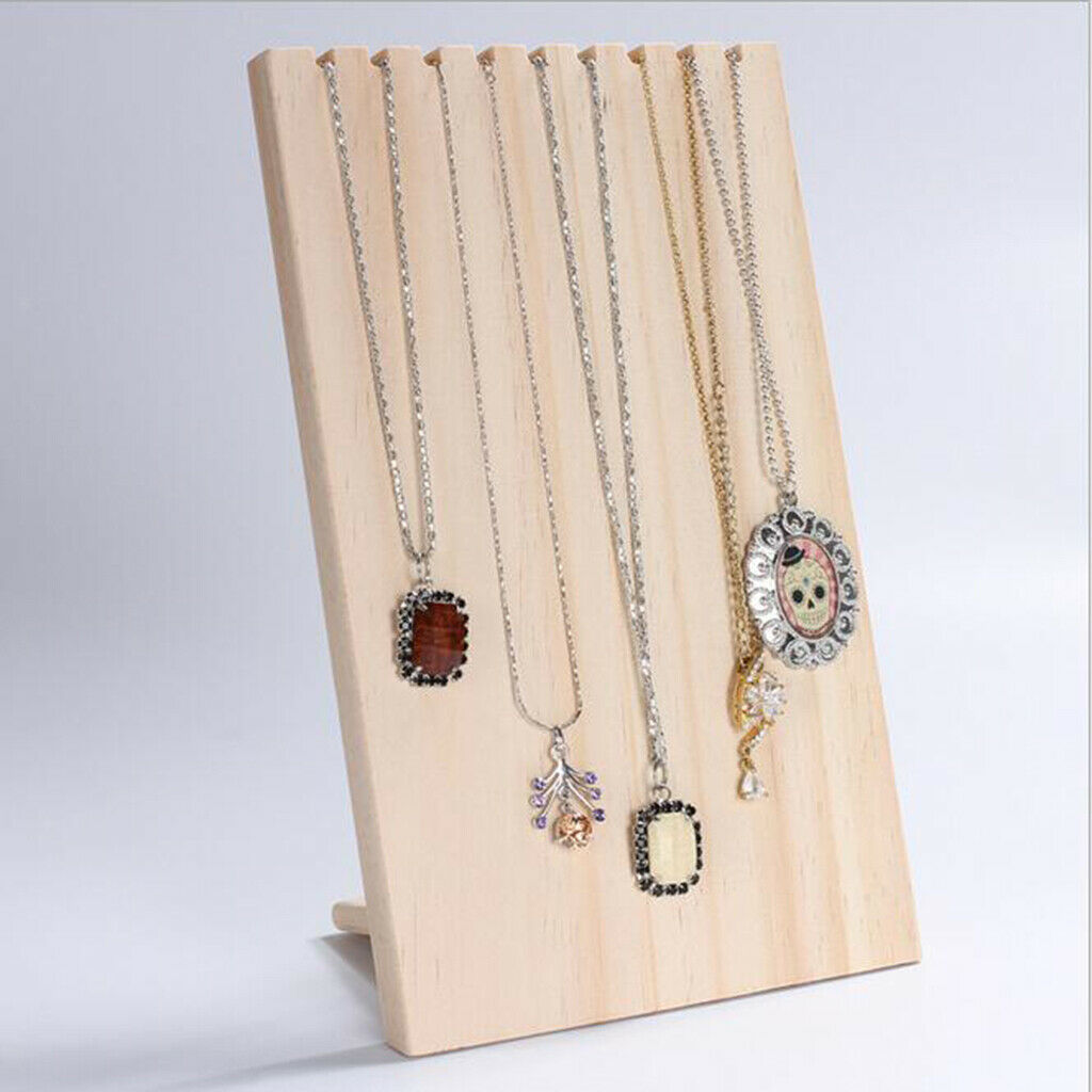 Unfinished Wooden Jewelry Display Necklace Stand Holder Organizer Rack 9 Hooks