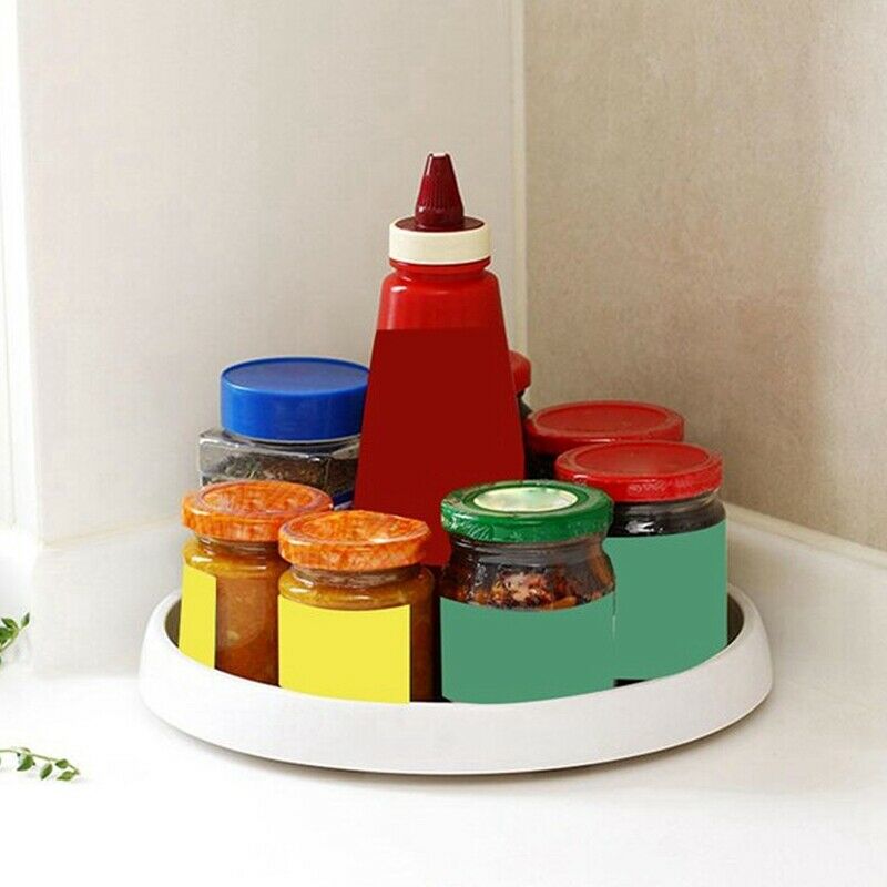 360 Rotation Non-Skid Spice Rack Pantry Cabinet Turntable with Wide Base StoraI5