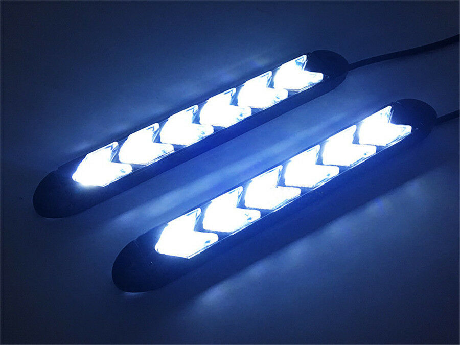 1 Pair Car DRL Turn Signal White/Amber Switchback Arrow Flowing LED Strip Light