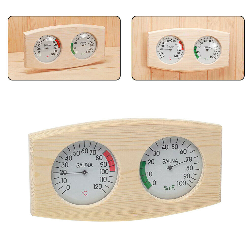Pine Wood Sauna Thermometer Hygrometer 2-in1 Temp&Humidity Measurement