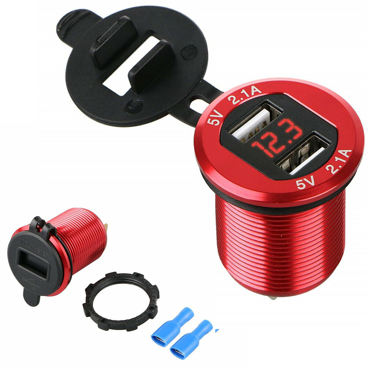 12V Dual USB Car Cigarette Lighter Socket Charger Power Adapter & LED Voltmeter