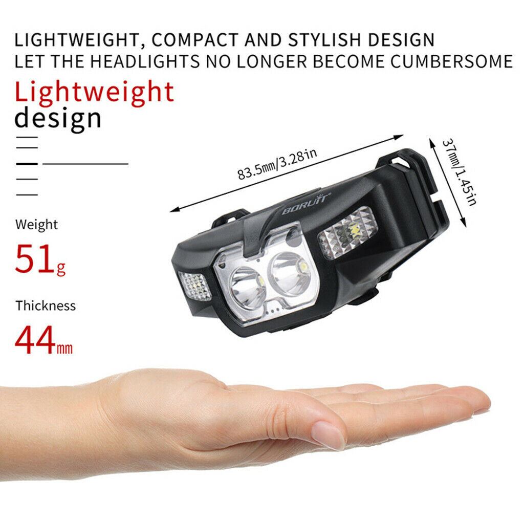 LED USB Motion Sensor Headlamp Waterproof Head Lamp Flashlights Camping