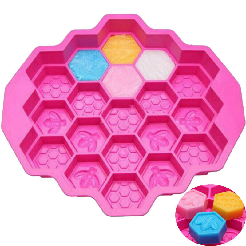 19 Cell Silicone Bee Honeycomb Cake decor Chocolate Soap Candle Bakeware M JBDA