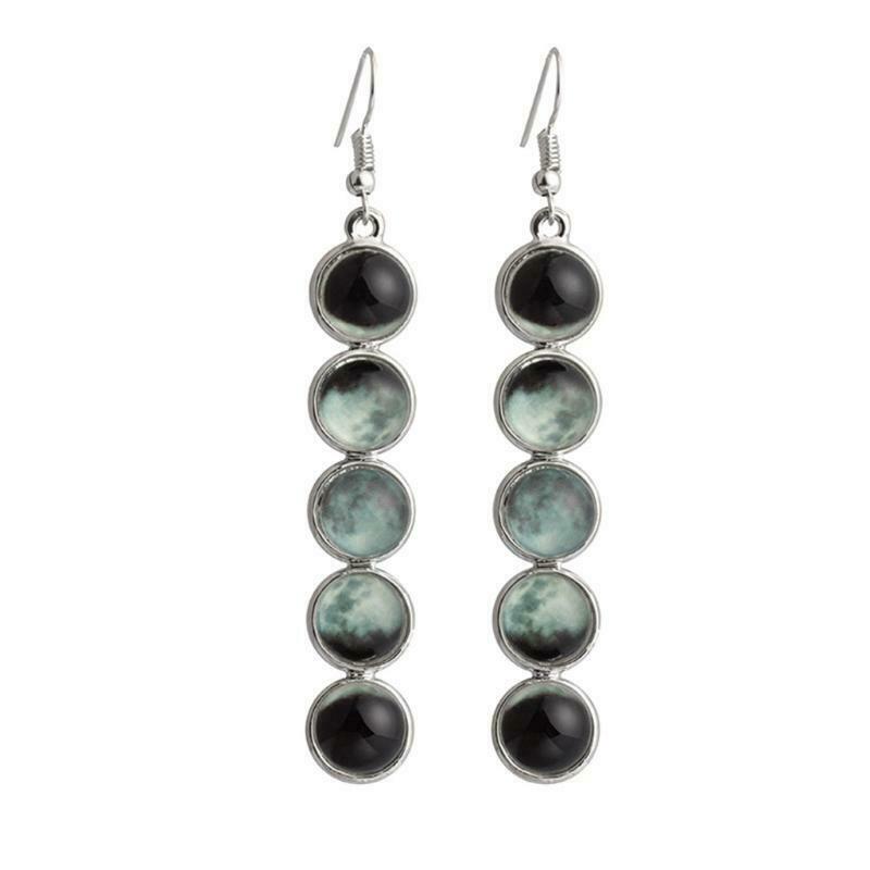 Fashion Luminous Earring Glowing Glass Dome Moon Phase Women Ear Dangle Decors