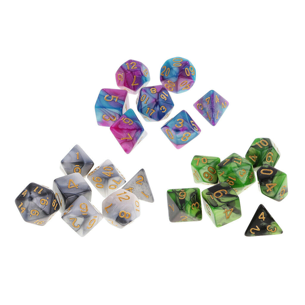 21x Acrylic Multi Side Dice D4 D6 D8 D10 D12 D20 d4-d20 Roleplaying Game