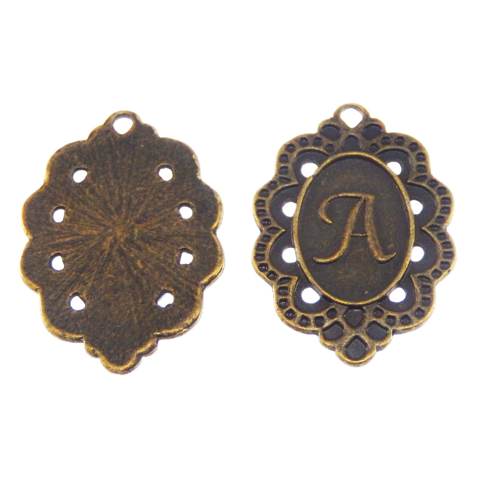 15 pcs Antiqued Bronze Floral Shield Pendant Jewelry Making Craft Alloy 32*23mm