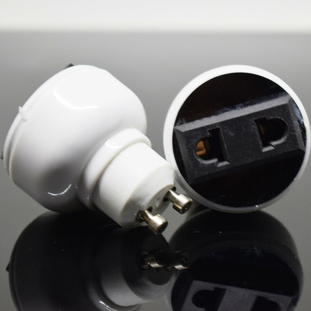 10pcs GU10 Male to US EU 2 Prong Female Socket Halogen CFL Bulb Lamp Adapter