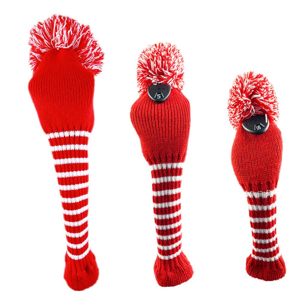 Golf Club 1 3 UT Driver Fairway Wood Head Covers Pom Pom Long Neck Headcovers -
