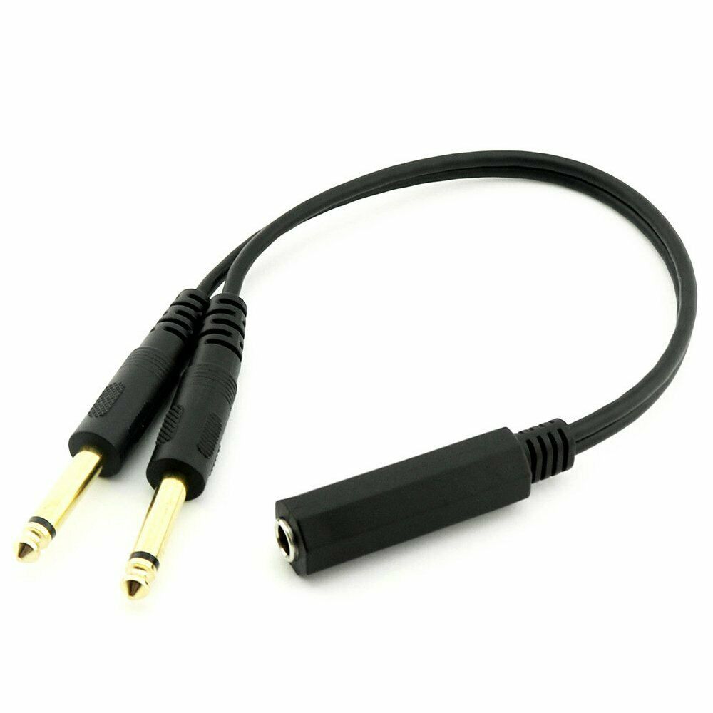 1pc 6.35mm 1/4 inch Stereo TRS Female to 2 Dual 6.35mm Mono TS Male Y SplitterD6