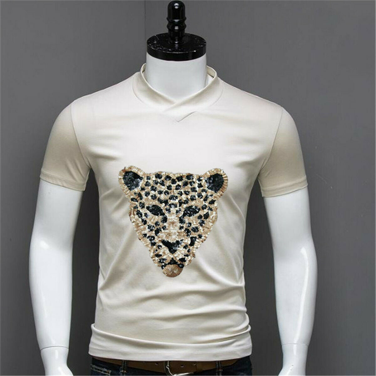 Sequins Patch Leopard Head Diy Clothes Patches For Clothing Sew-on Embroidered