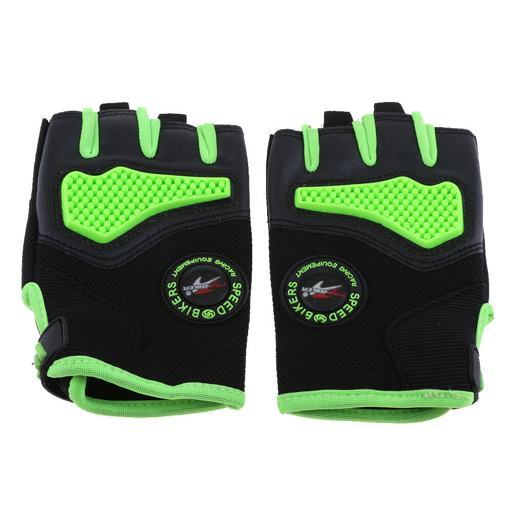 Green Half Finger Gloves for Motorcycle Bicycle Riding Cycling Sports XL